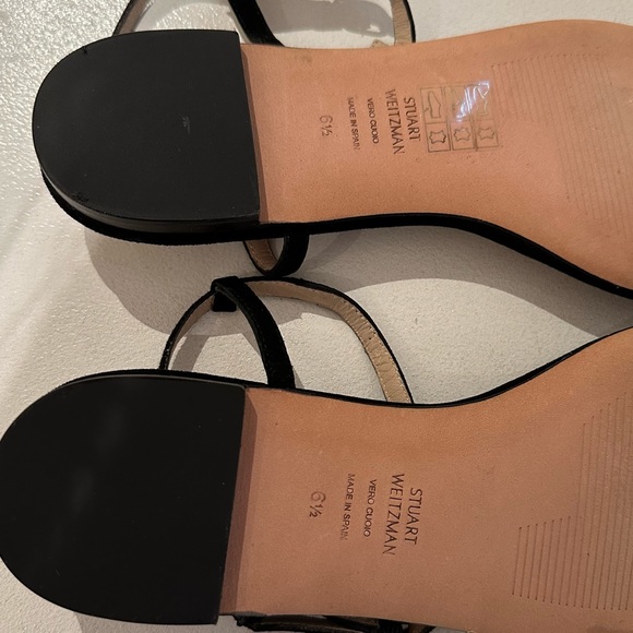 Stuart Weitzman Black Suede Embellished Thong Sandals • 6.5 - Picture 7 of 8